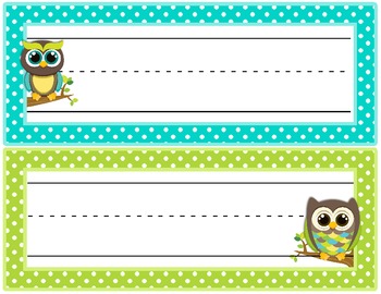 Student Desk Name Plate Cute Owl Theme By Valerie King Inspired