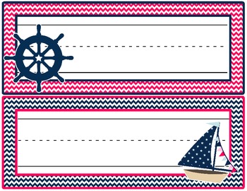Student Desk Name Plate Nautical Pink Navy Theme By Valerie