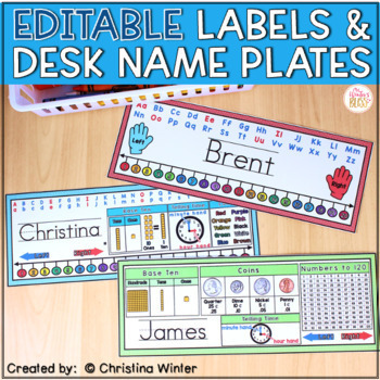 Preview of Editable Name Tags - Student Desk Name Plates & Labels - EDITABLE AUTOFILL!
