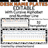 Student Desk Name Plates / Tags! Simply Safari Cow Theme C