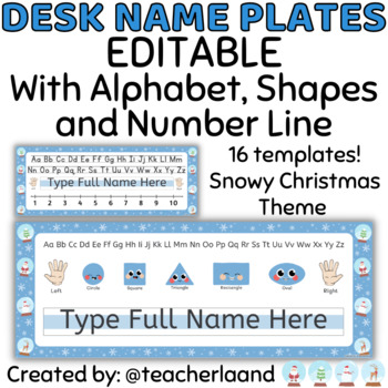 Christmas Desk Name Tags Editable