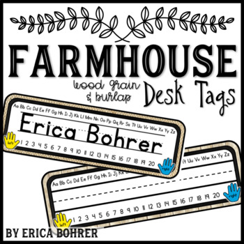 Student Desk Name Tags Farmhouse Freebie By Erica Bohrer Tpt