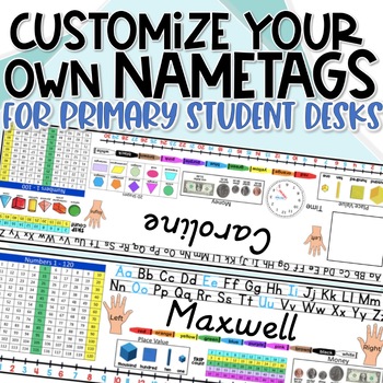 Preview of Student Desk Name Tags Fully Customizable Editable Design Your Own