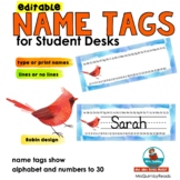 Student Desk Name Tags | Robin design | Alphabet & Number 