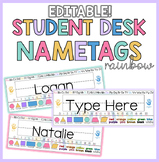 Student Desk Nametags - Editable - Colorful Rainbow Theme