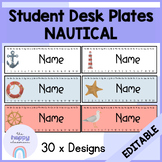 Student Desk Plates - NAUTICAL SEA OCEAN THEMED Editable