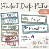 Student Desk Plates & Supply Labels | Cute Sea Life Classr
