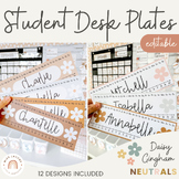 Student Desk Plates & Supply Labels | Daisy Gingham Neutra