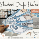 Student Desk Plates & Supply Labels | Modern Ocean Classro