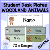 Student Desk Plates - WOODLAND ANIMALS THEMED Editable