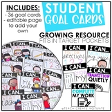 Student Goal Setting Cards - Editable Templates with I Can Statements for SEL
