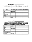 Student Desk Supply Inventory Note