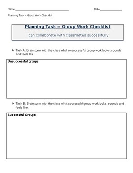 Preview of Student Developed Group Work Checklist