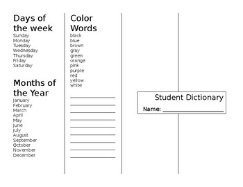 Preview of Student Dictionary