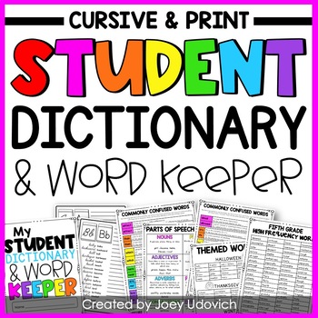 Preview of Student Dictionary | Cursive and Print | Dictionary Skills