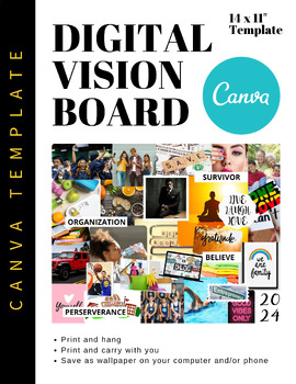 Preview of Digital Vision Board Canva 2024 Goal Setting Last Day of School High Middle