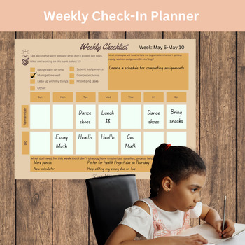 Preview of Student Digital Weekly Check-In Worksheet for Improved Executive Functioning