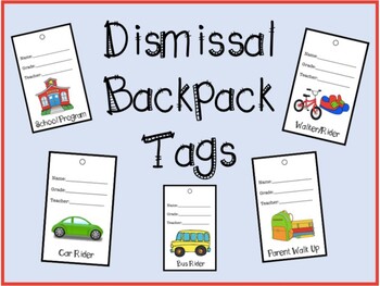 Preview of Student Dismissal Tags