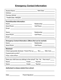 Student Emergency Contact Form (English and Spanish)