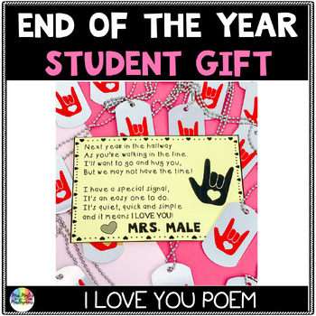 Preview of Student End of Year Gift: I Love You Poem: Dog Tag