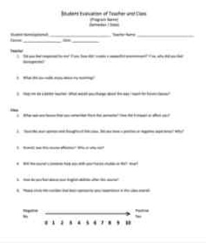Preview of **Student Evaluation / End of Course Survey of Teacher and Class**