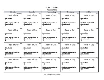 Preview of Student-Facing Unit Calendar Template (Editable)