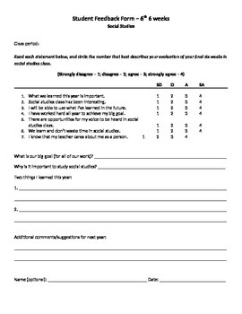 Preview of Student Feedback Form
