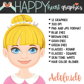 Student Female Girl Blonde Hair Clipart Happy Heart Graphics