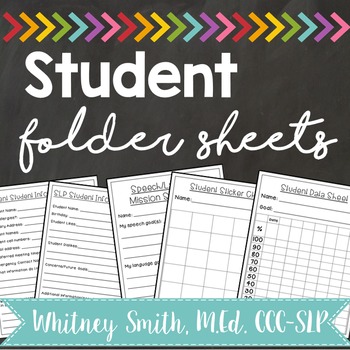 Preview of Student Folder Sheets for Speech & Language Therapy