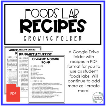 Preview of Student Foods Lab Recipes | Food & Nutrition | Family Consumer Sciences | FCS