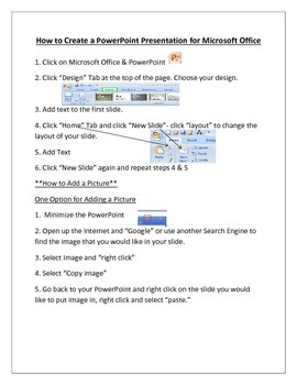 Preview of Student Friendly Directions on how to create a Microsoft PowerPoint