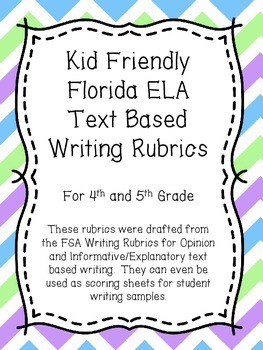 Preview of Student Friendly ELA Text Based Writing Rubric - For Florida LAFS