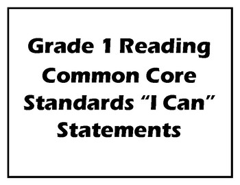 Preview of Student Friendly Grade 1 ELA Common Core Standard "I can..." Posters