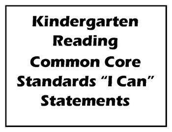 Preview of Student Friendly Kindergarten ELA Common Core Standard "I can..." Posters