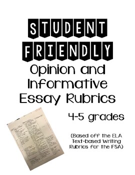 Preview of Updated Student Friendly Writing Rubrics for Essays-Expository and Argumentative