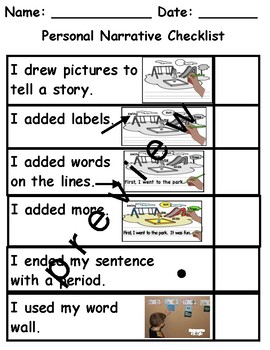 Preview of Student Child Friendly Picture Writing Editing Checklist TC Teachers College