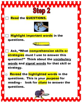 Student-Friendly Reading Test Taking Strategies Posters: A Checklist