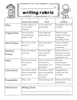 Preview of Student Friendly Writing Rubric