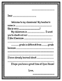 Student Generated Welcome to Open House Letter Template