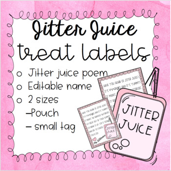 Preview of Student Gift/Meet the Teacher - Jitter Juice Tag