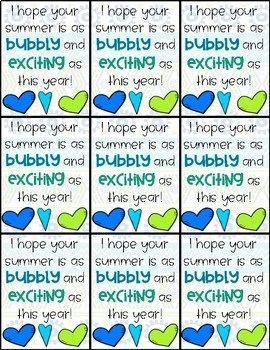 Student Gift Tag for Bubbles by The Mountain Teacher | TpT