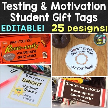 Preview of Testing Treat Tags Test Motivation Gift Tags Editable Motivational Gifts & Notes