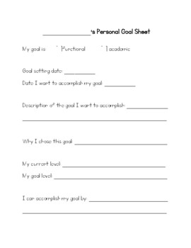 Preview of Student Goal Setting Sheet