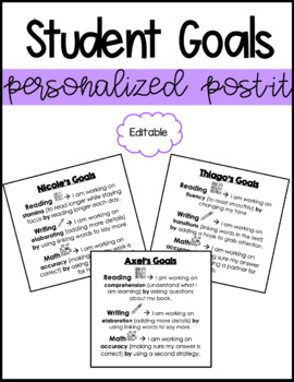 Preview of Student Goals Post-it Template (Ready to Print)