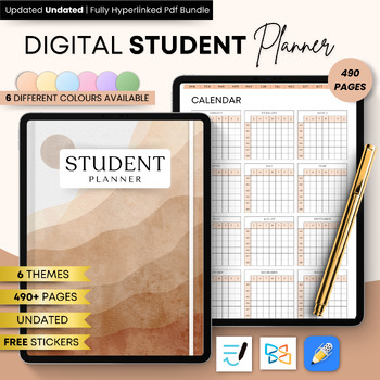 Preview of Student Goodnotes Planner, Student Monthly Planner, Set Goals, Academic Planner