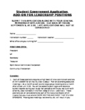 Student Government Council Application Secondary Middle Hi