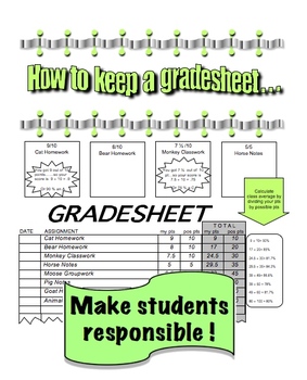 Preview of Student Grade sheet & How to keep a Grade sheet