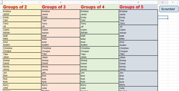 Preview of Student Grouping at Random (groups of 2, 3, 4 and 5)