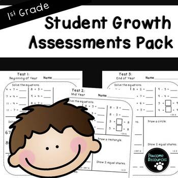 Preview of First Grade Student Growth Math Assessments (***FREEBIE!***)