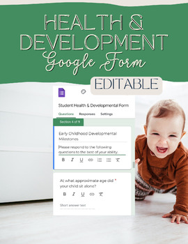 Preview of Student Health & Development | Editable Google Form | IEP/SST Prep | Back2School